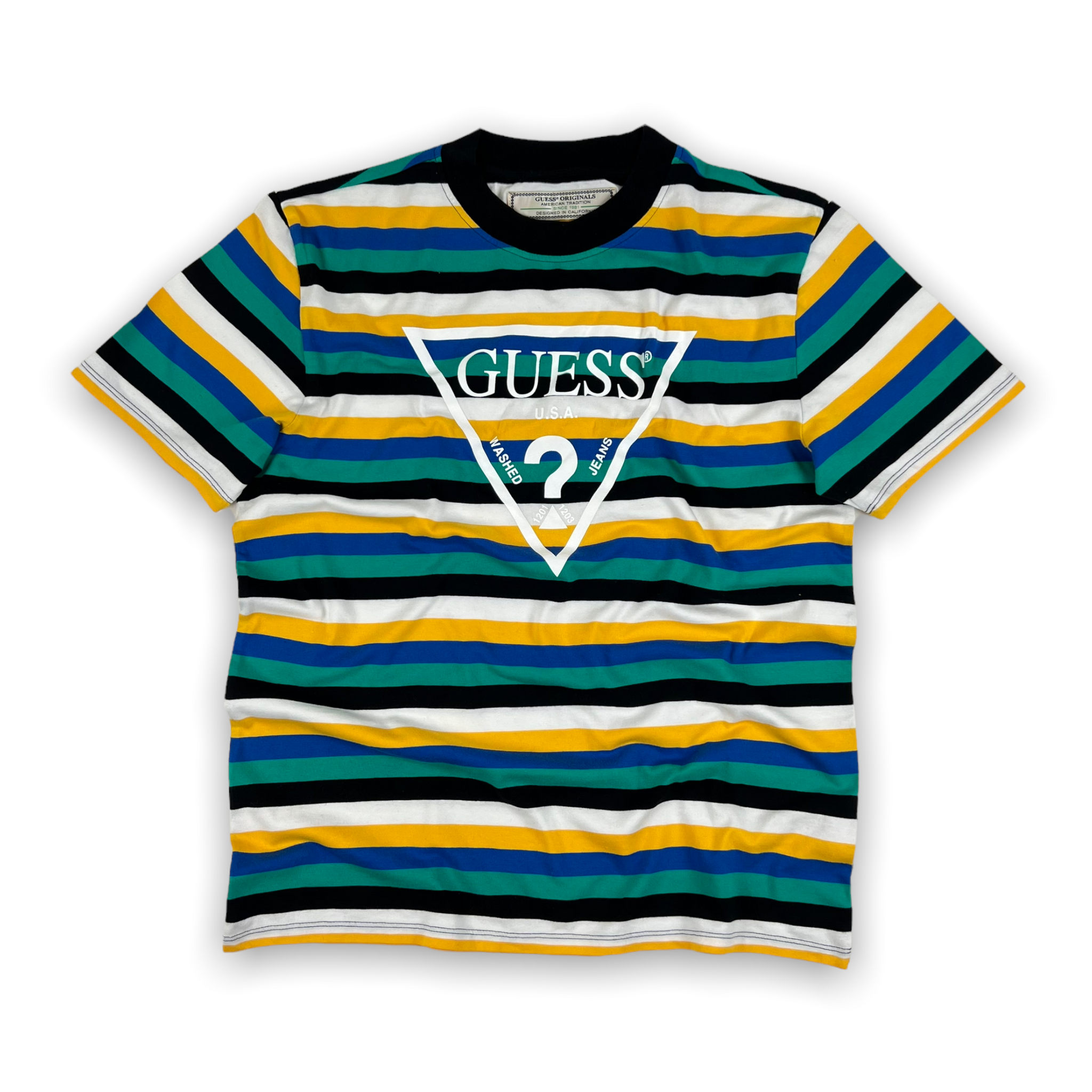 Guess striped tee deals