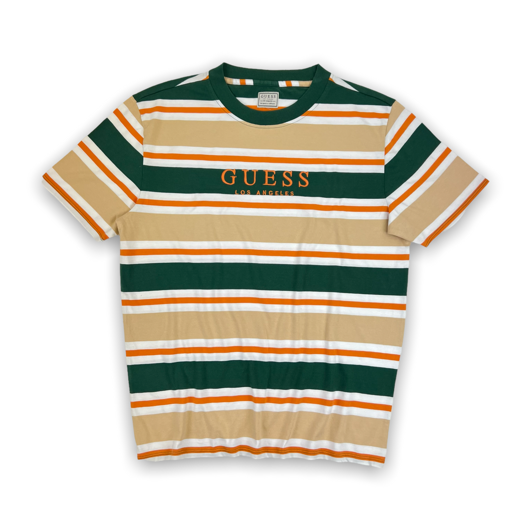 Green guess sales striped t shirt